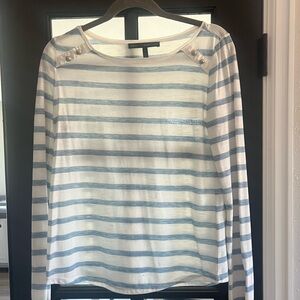 White House Black Market Blue and White Striped Shirt